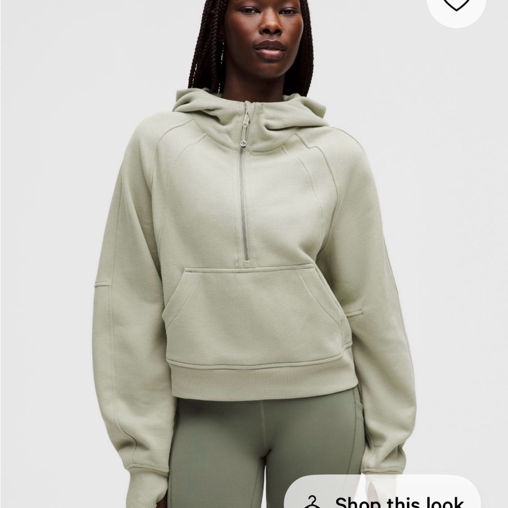 Lulu Scuba Oversized Half Zip Hoodie - Light Green. XS/S